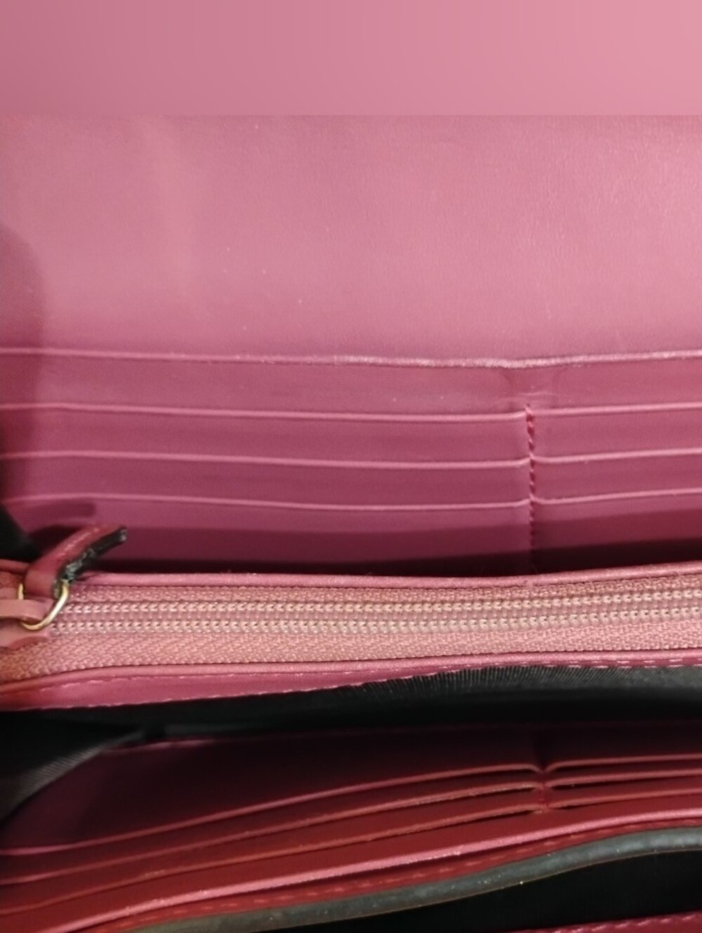 GUC Gucci Continental Wallet - Red Leather, GG Canvas, Dusty Pink Interior - Picture 11 of 12